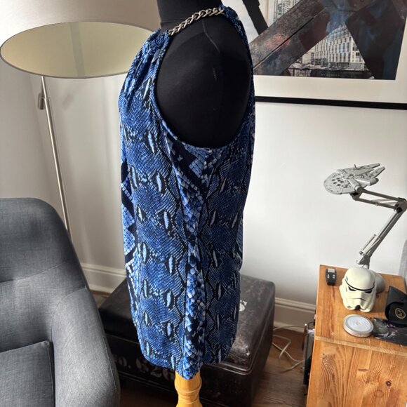 Michael Kors Snake Chain Halter Top Blue Size Medium - Picture 6 of 7